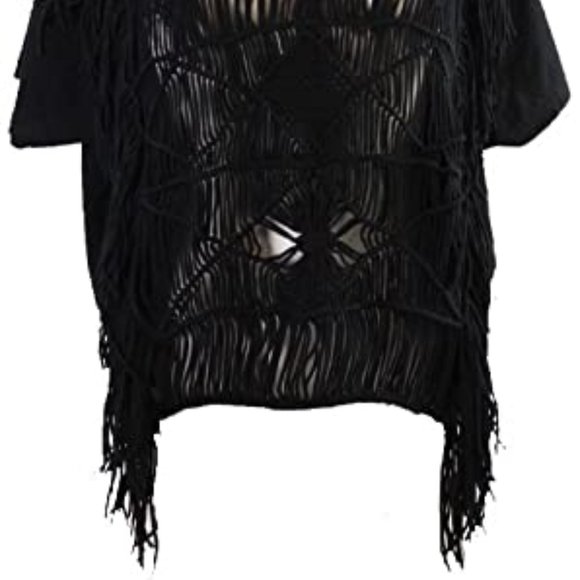 🖤Ralph Lauren NWT Denim&Supl Black Fringe Top, L - Picture 6 of 11